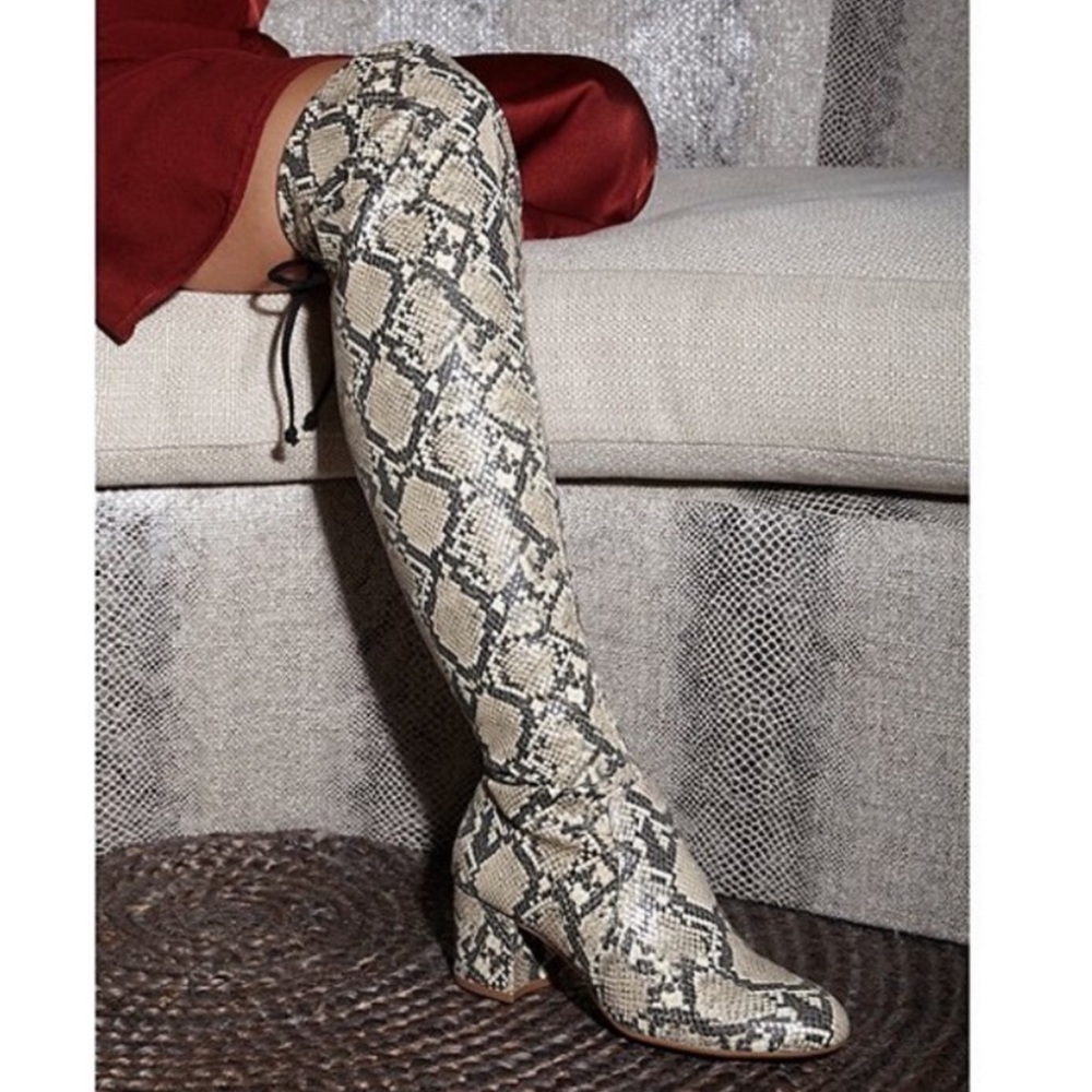 Gianni Bini Trillia Snakeskin Over The Knee Boots Size 7 Women